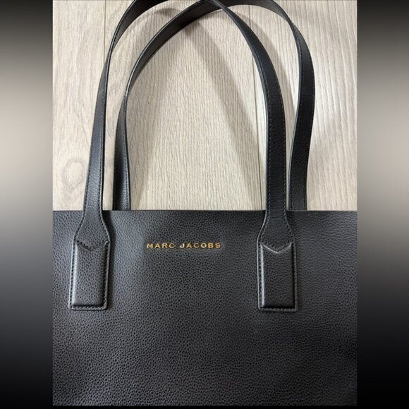 Marc Jacobs Black Large Leather Tote Work Travel Bag - Picture 3 of 12